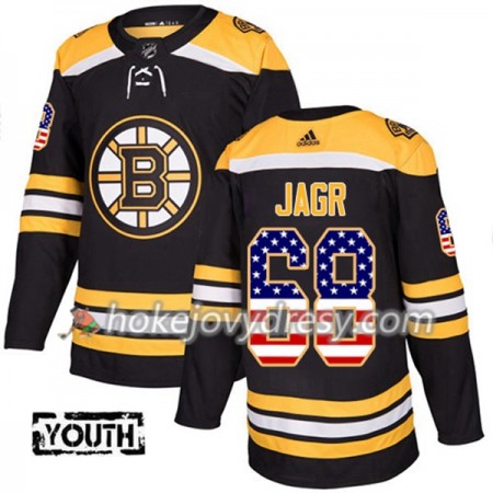 Dětské Hokejový Dres Boston Bruins Jaromir Jagr 68 2017-2018 USA Flag Fashion Černá Adidas Authentic